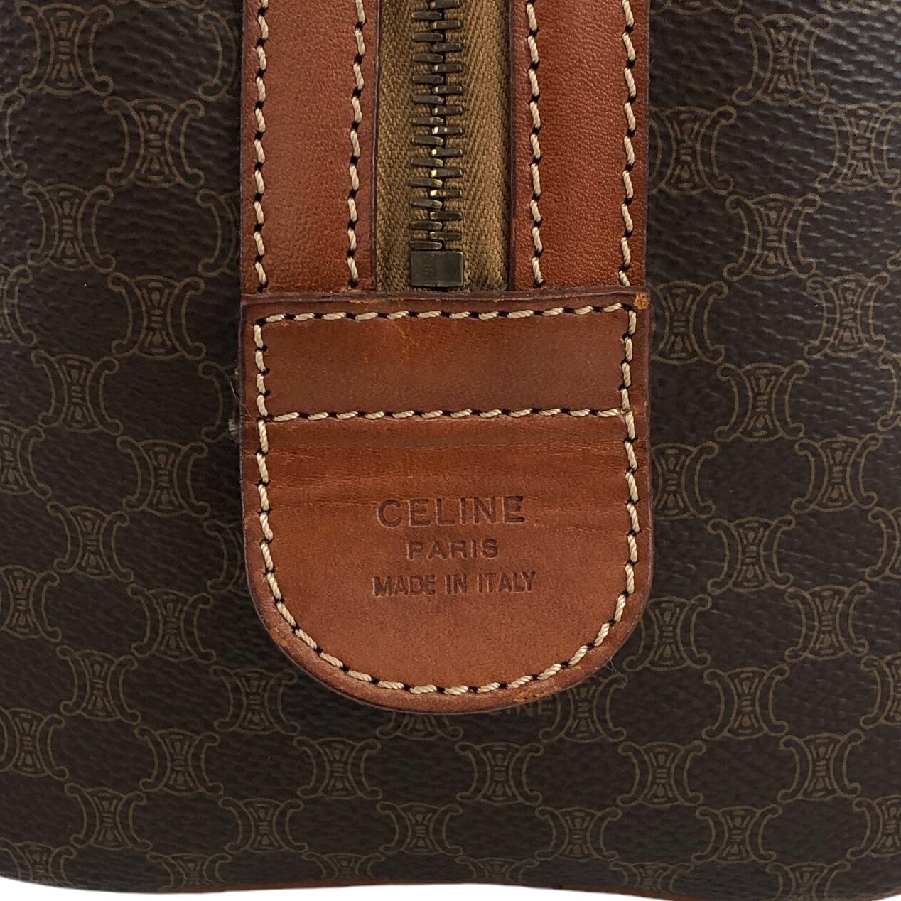 CELINE Macadam Blason Handbag Brown Vintage xiw3ui