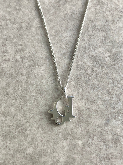 Christian Dior Logo Motif Necklace Silver Vintage 7dbn6v