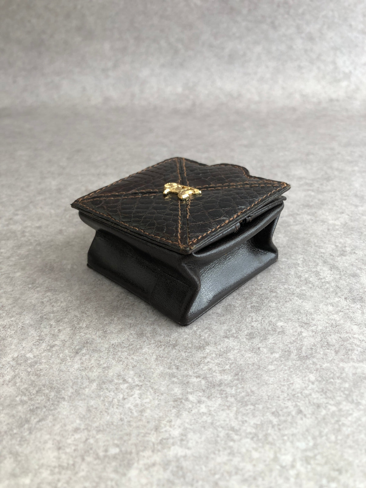 CELINE Horse Carriage Coin Purse Brown Vintage wpdygg