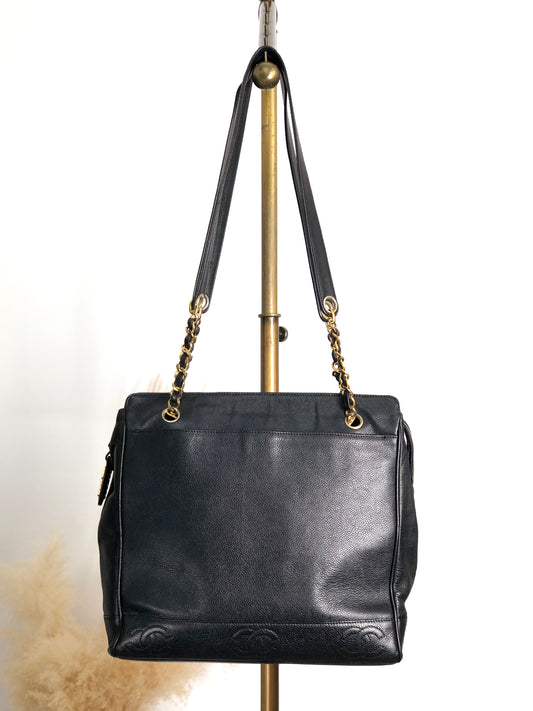 CHANEL Coco Mark Chain Shoulder bag Black Vintage gph8sd