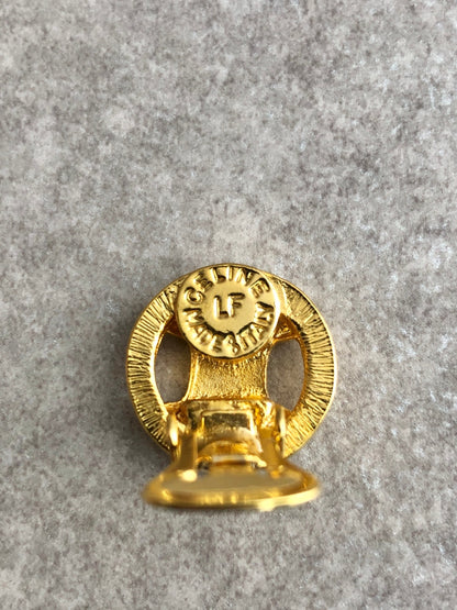 CELINE Blason Earrings Gold Vintage wi7hxx