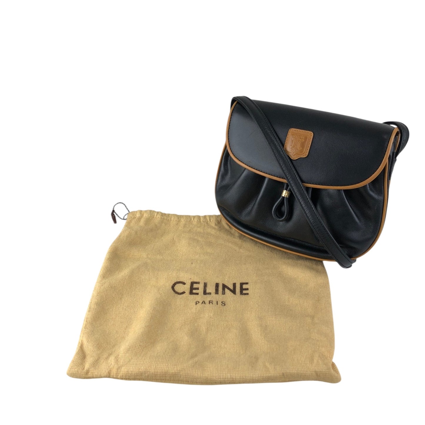 CELINE Blason Shoulder bag Black×Brown Vintage f8fsrs