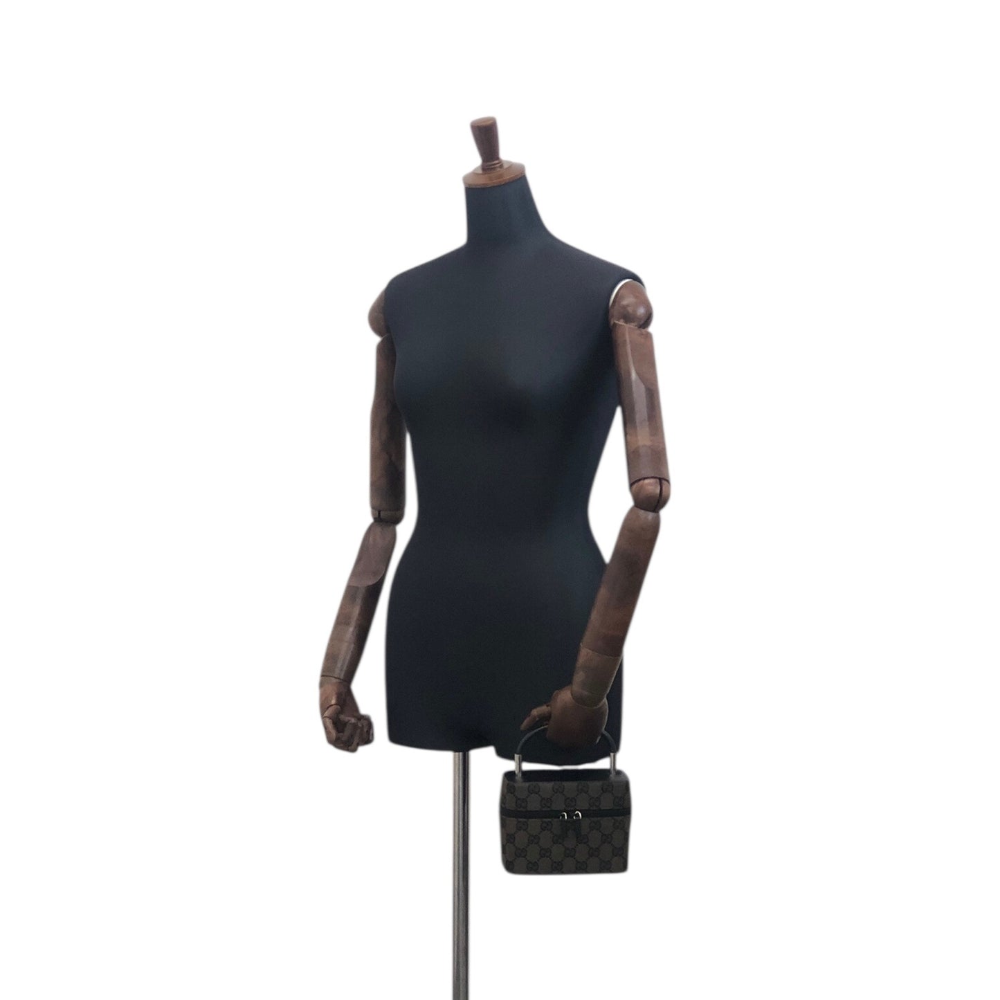 GUCCI GG Canvas Handbag Vanity bag Black Vintage px6678