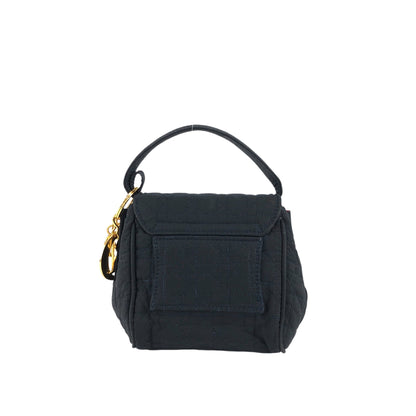Christian Dior Cannage Logo Charm Small Handbag Dark Navy Vintage hsi65g