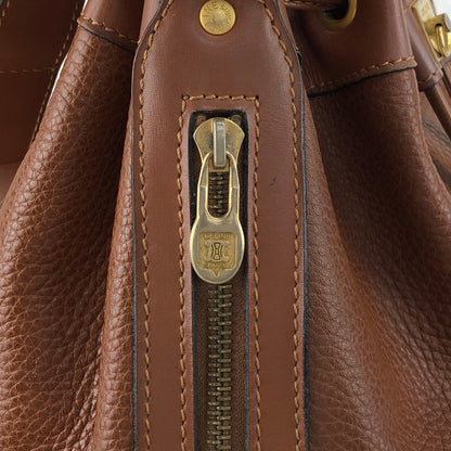CELINE Gancini Drawstring Shoulder bag Brown Vintage 4uzkb3