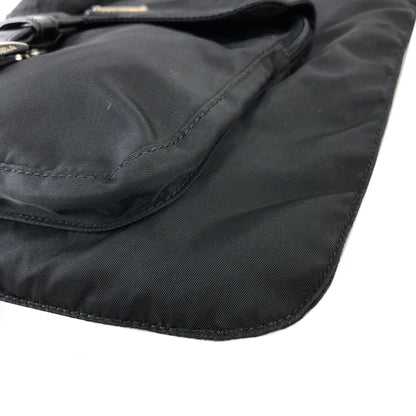 PRADA Triangle Logo Front Buckle Nylon Shoulder bag Black Vintage z6d5rx
