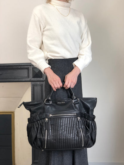 miumiu Front Zipper Handbag Totebag Black Vintage fx4ann