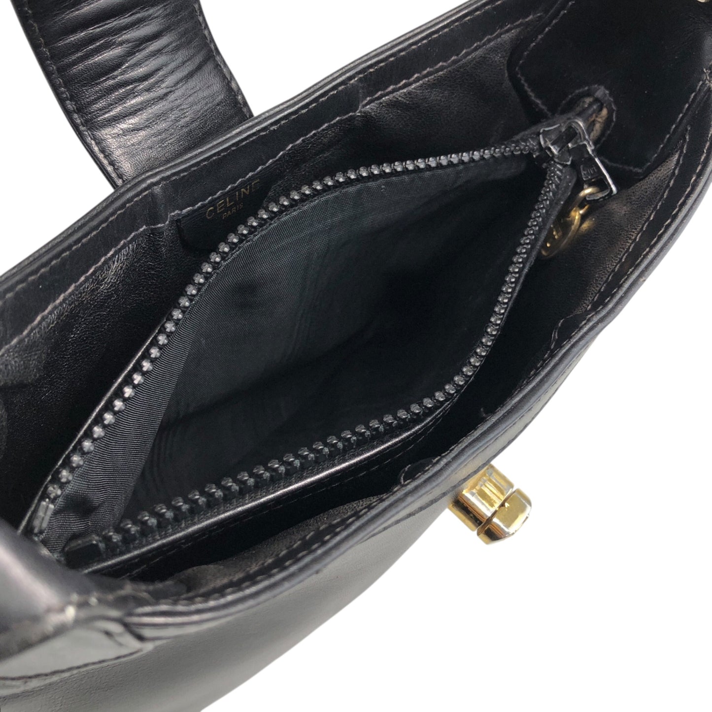 CELINE Blason Turn Lock Shoulder bag Black Vintage rpzpkc