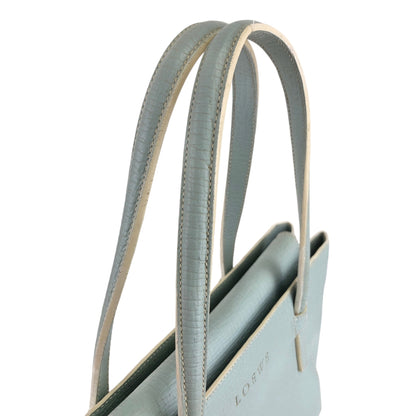 LOEWE Logo Embossed Handbag Light Blue Vintage htyeej