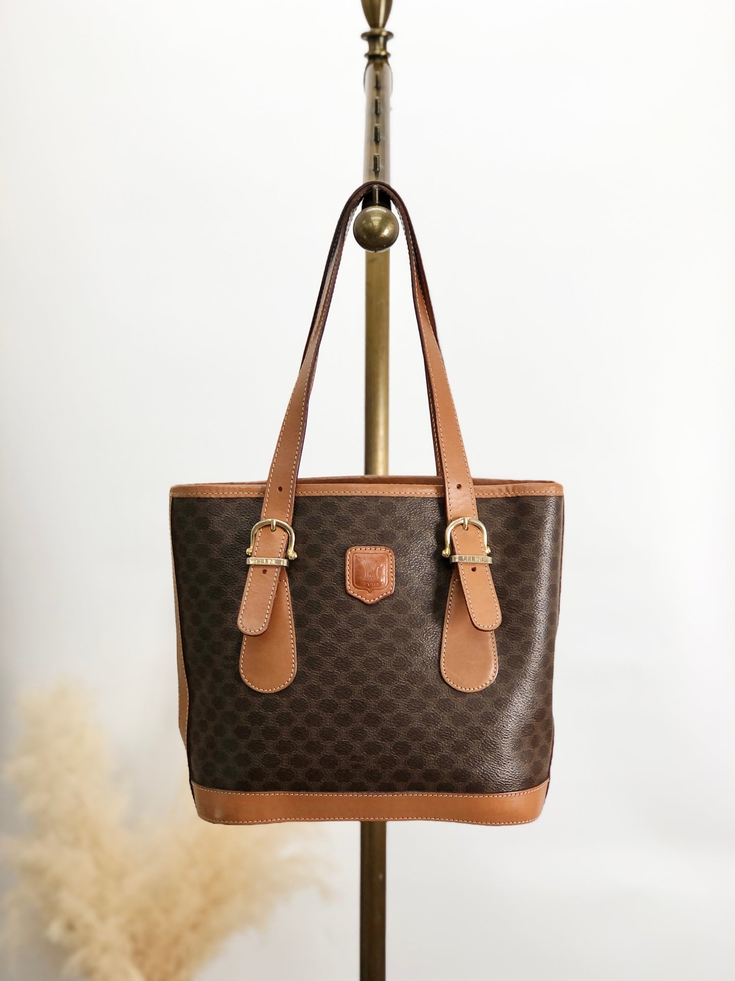 CELINE Macadam Blason Handbag Shoulder bag Brown Vintage hzzr6z