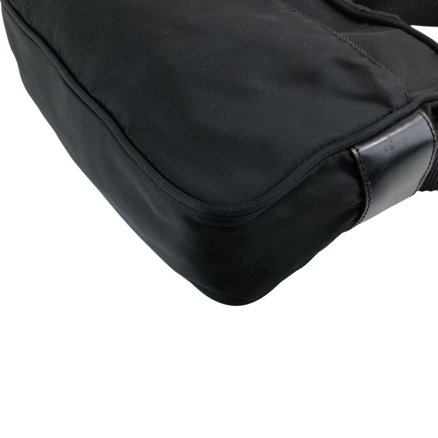 PRADA Tessuto Triangle Logo Shoulder bag Black Vintage bsftsu