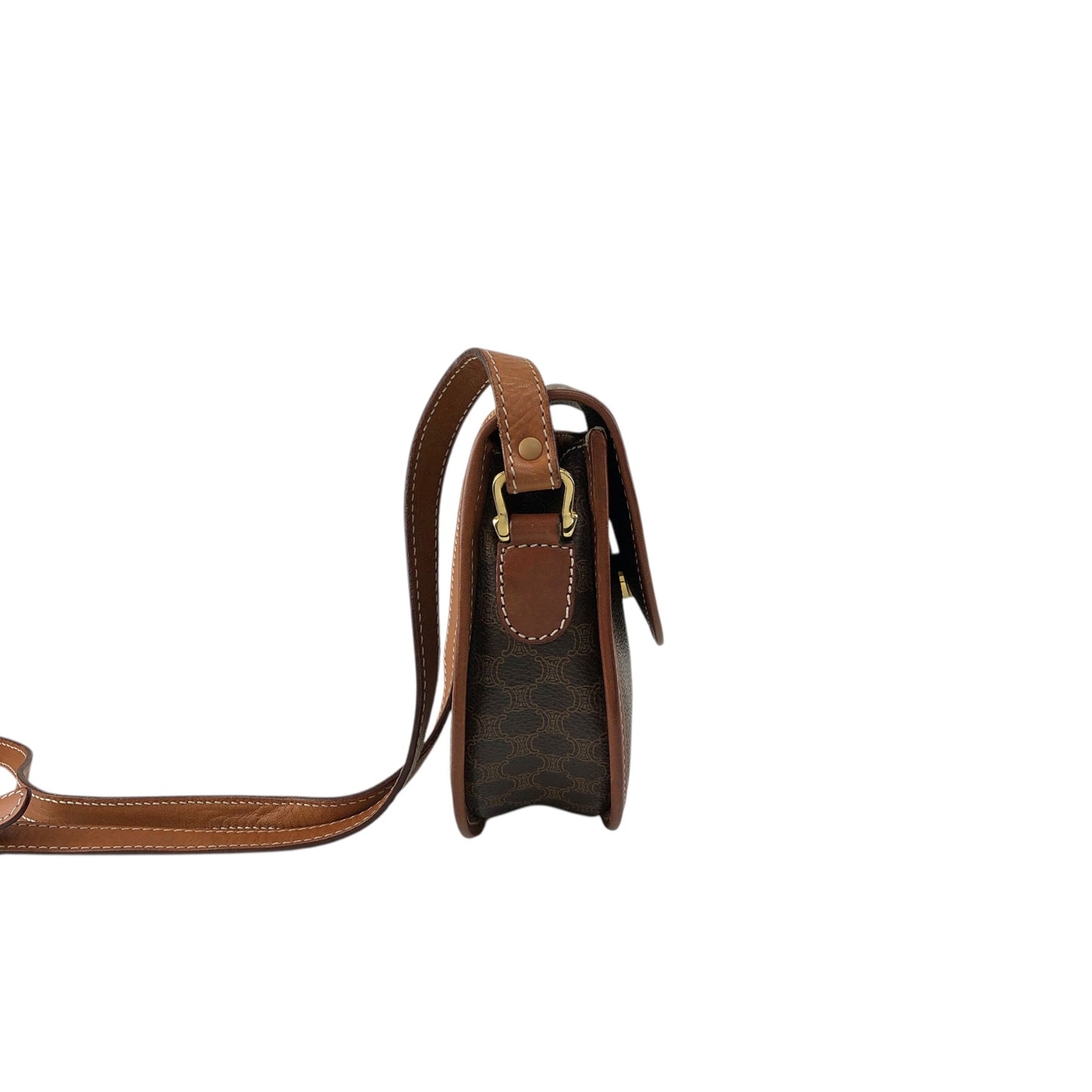 CELINE Macadam Blason Round Shoulder bag Brown Vintage v54uj5