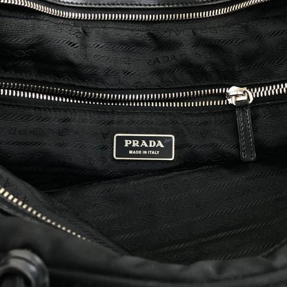 PRADA Triangle Logo Padlock Small Boston bag Handbag Black Vintage a5w87e