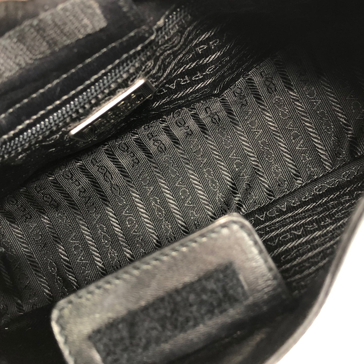 PRADA Logo Embossed Handbag Black Vintage skzrga
