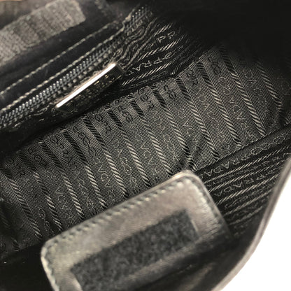 PRADA Logo Embossed Handbag Black Vintage skzrga