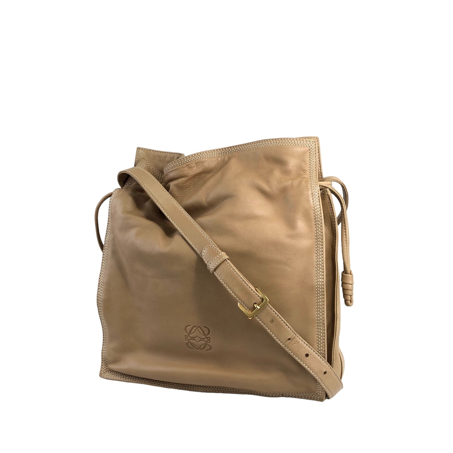 LOEWE Anagram Drawstring Shoulder bag Beige Vintage ifsxih