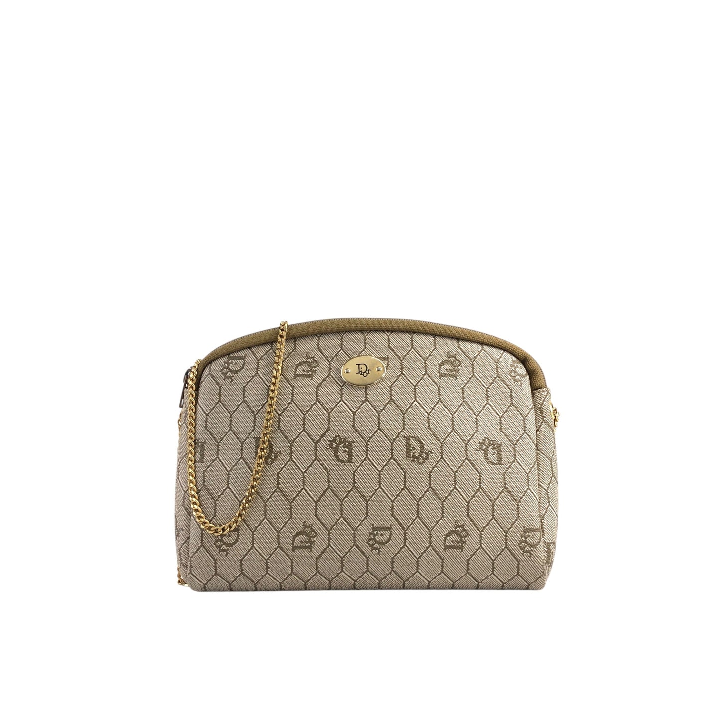 Christian Dior Honeycomb Logo Chain Shoulder bag Beige Vintage z74c8c