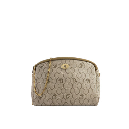 Christian Dior Honeycomb Logo Chain Shoulder bag Beige Vintage z74c8c
