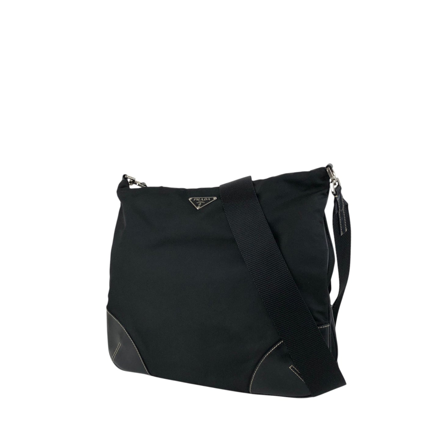 PRADA Tessuto Triangle Logo Shoulder bag Black Vintage ribjbv