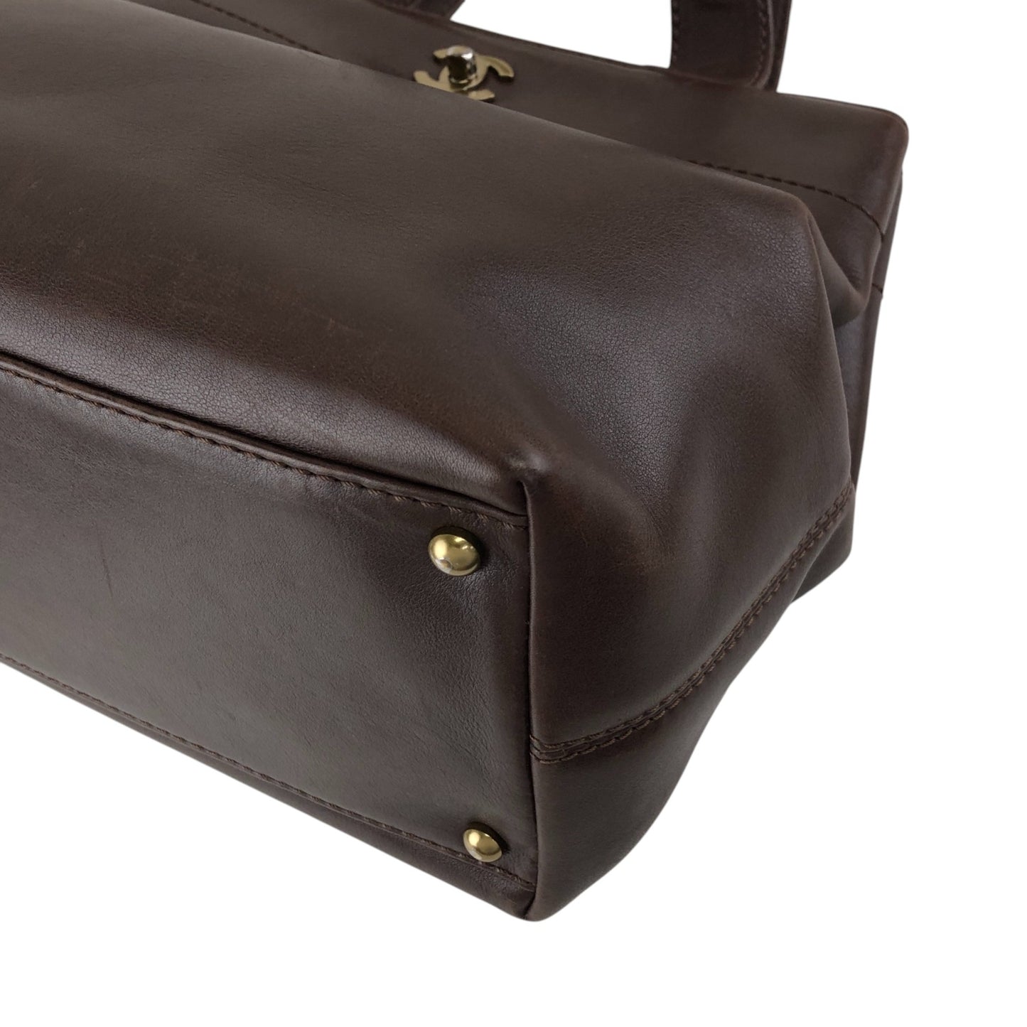 CHANEL Coco Mark Turn Lock Two-way Handbag Shoulder bag Brown Vintage kkmbzd