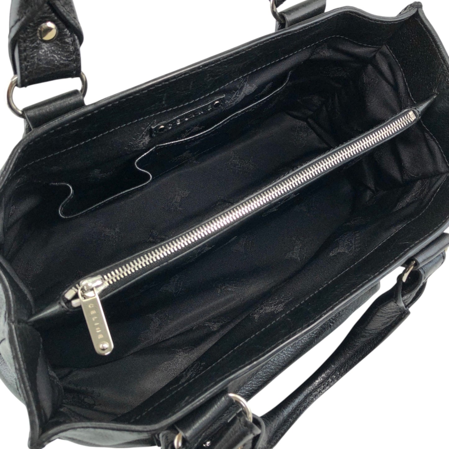 CELINE Horse Carriage Handbag Black Vintage 6m8meh