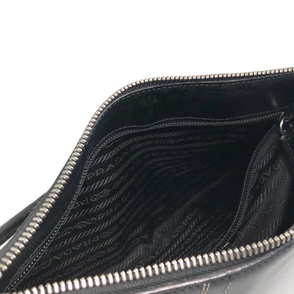 PRADA Stitch Shoulder bag Hobobag Black Vintage tfesrt