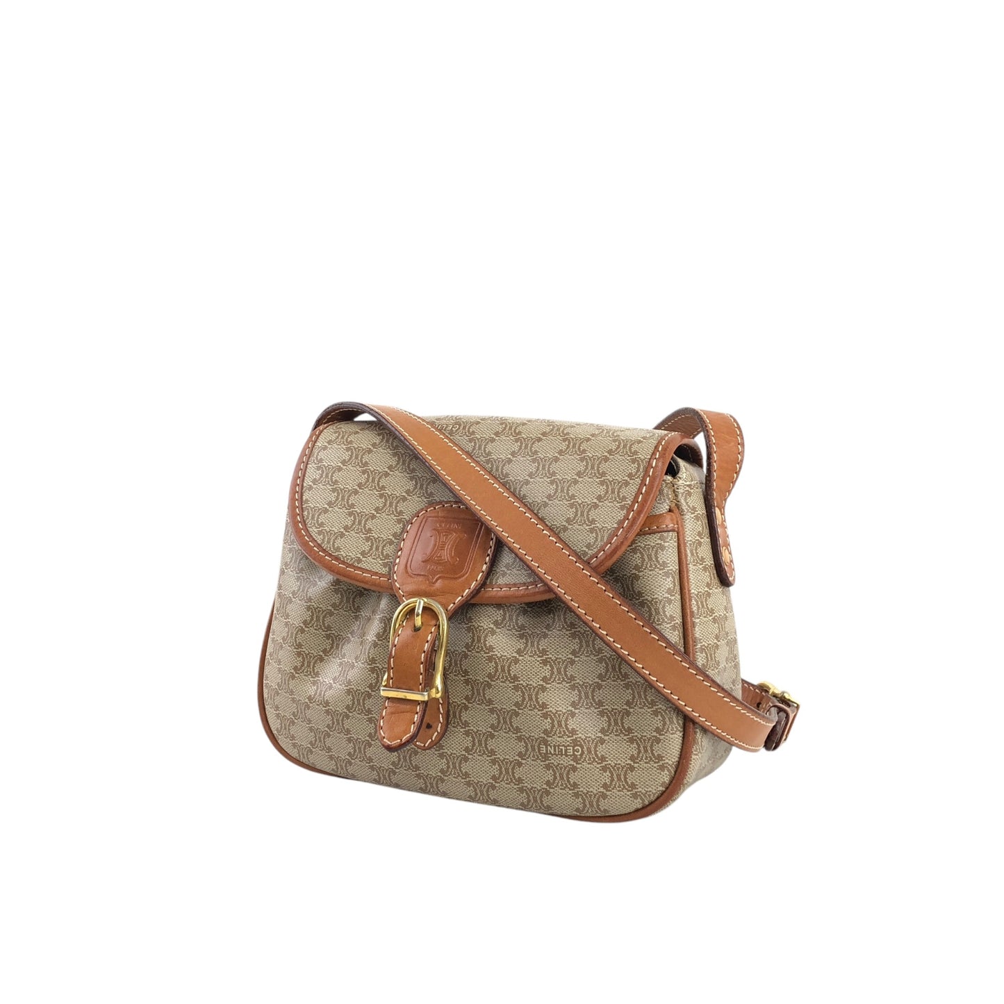 CELINE Macadam Blason Shoulder bag Beige Vintage xe5drh