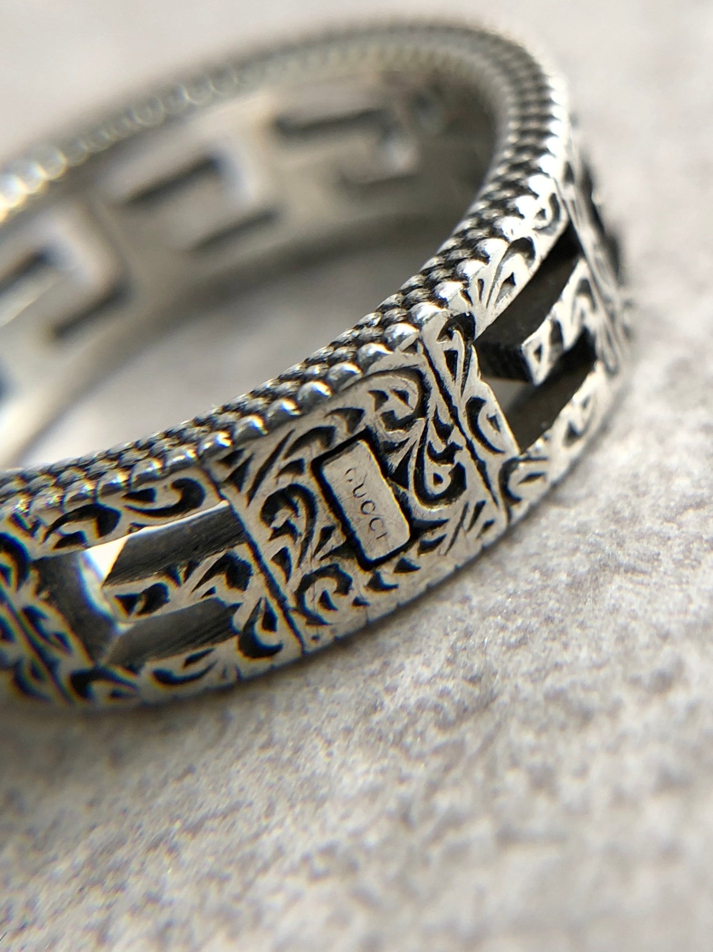 GUCCI Logo Motif  Ring Silver Vintage 63kd6k