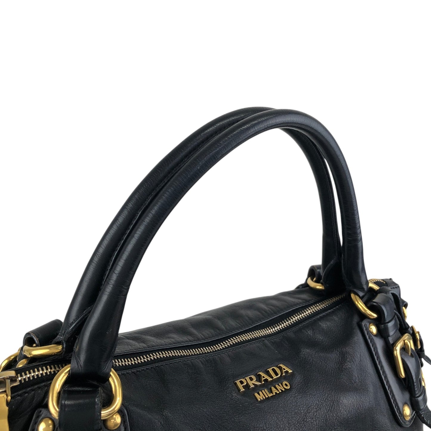 PRADA Logo Two-way Handbag Shoulder bag Black Vintage jrndes