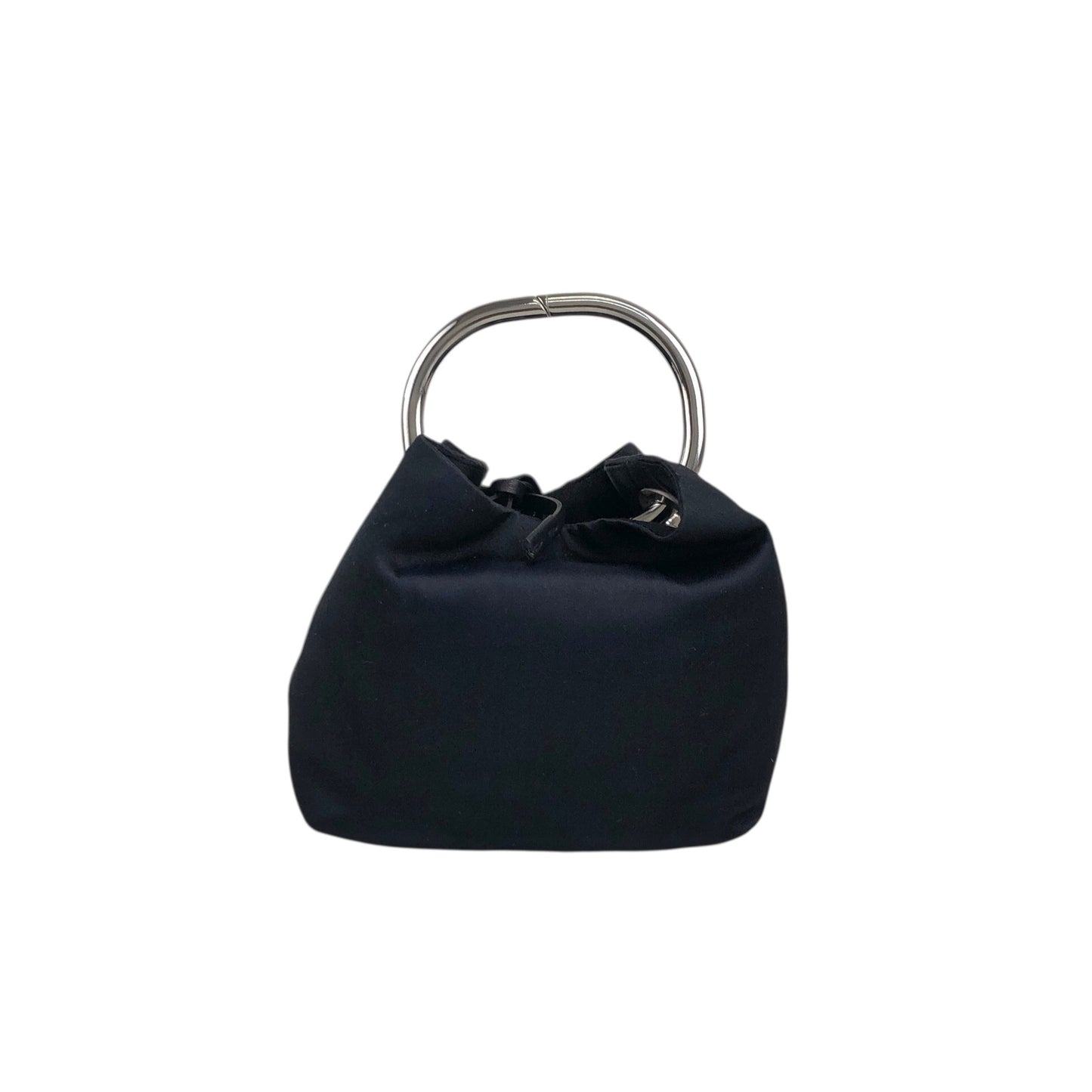 PRADA Triangle Logo Metal Handle Small Handbag Black Vintage dgw5pt