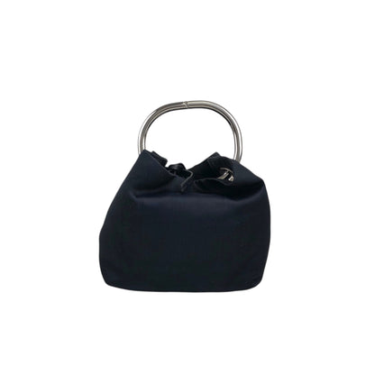 PRADA Triangle Logo Metal Handle Small Handbag Black Vintage dgw5pt