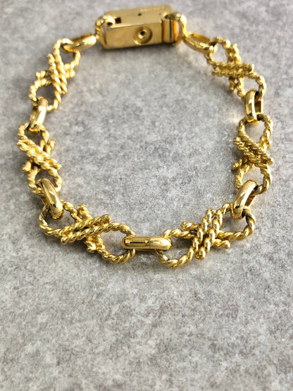 CELINE Logo Bracelet Gold Vintage z48fez