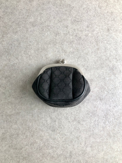 CELINE Blason Metal Clasp Coin Purse Black Vintage vm447s