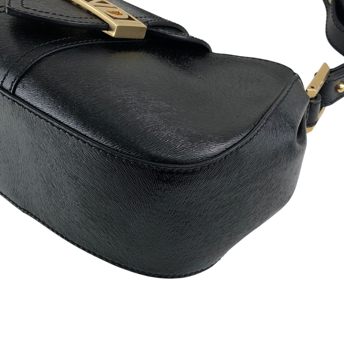 FENDI Logo Shoulder bag Black Vintage zjfy53