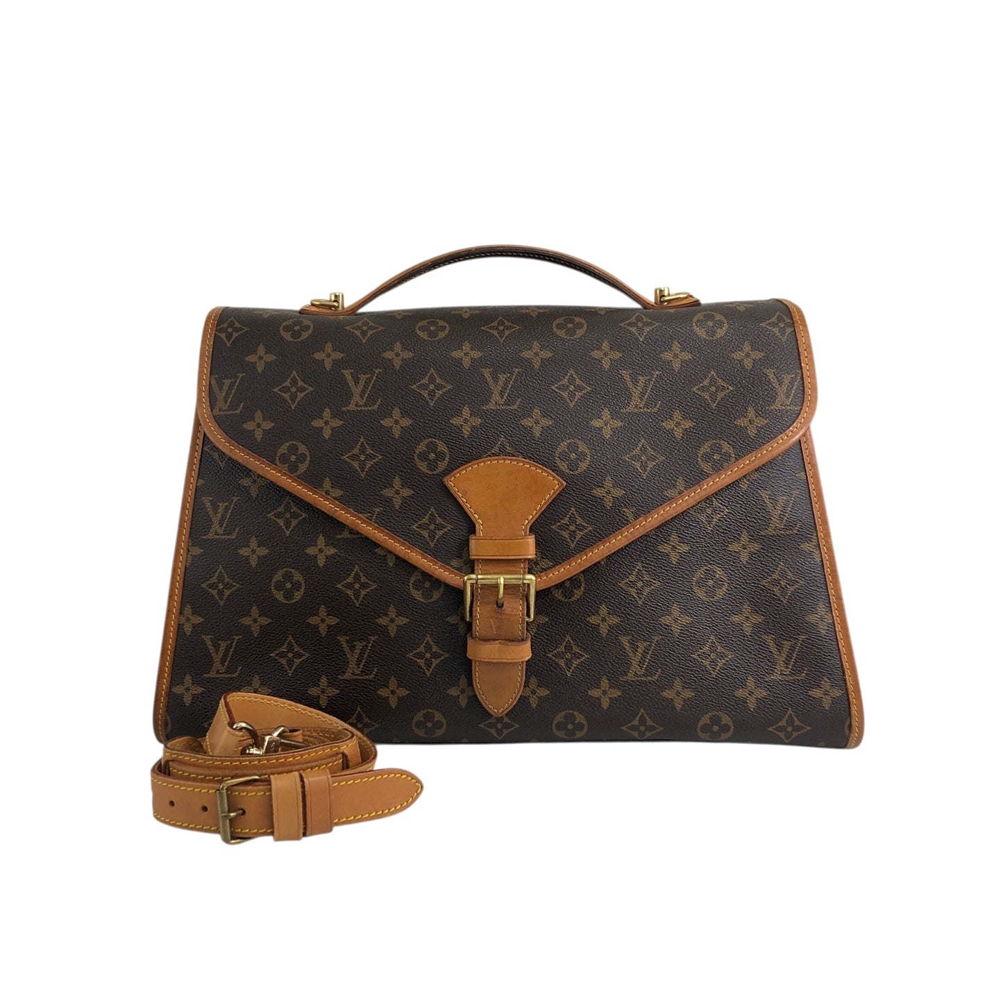 LOUIS VUITTON Monogram Buckle Two-way Handbag Shoulder bag Brown Vintage cmkh5s