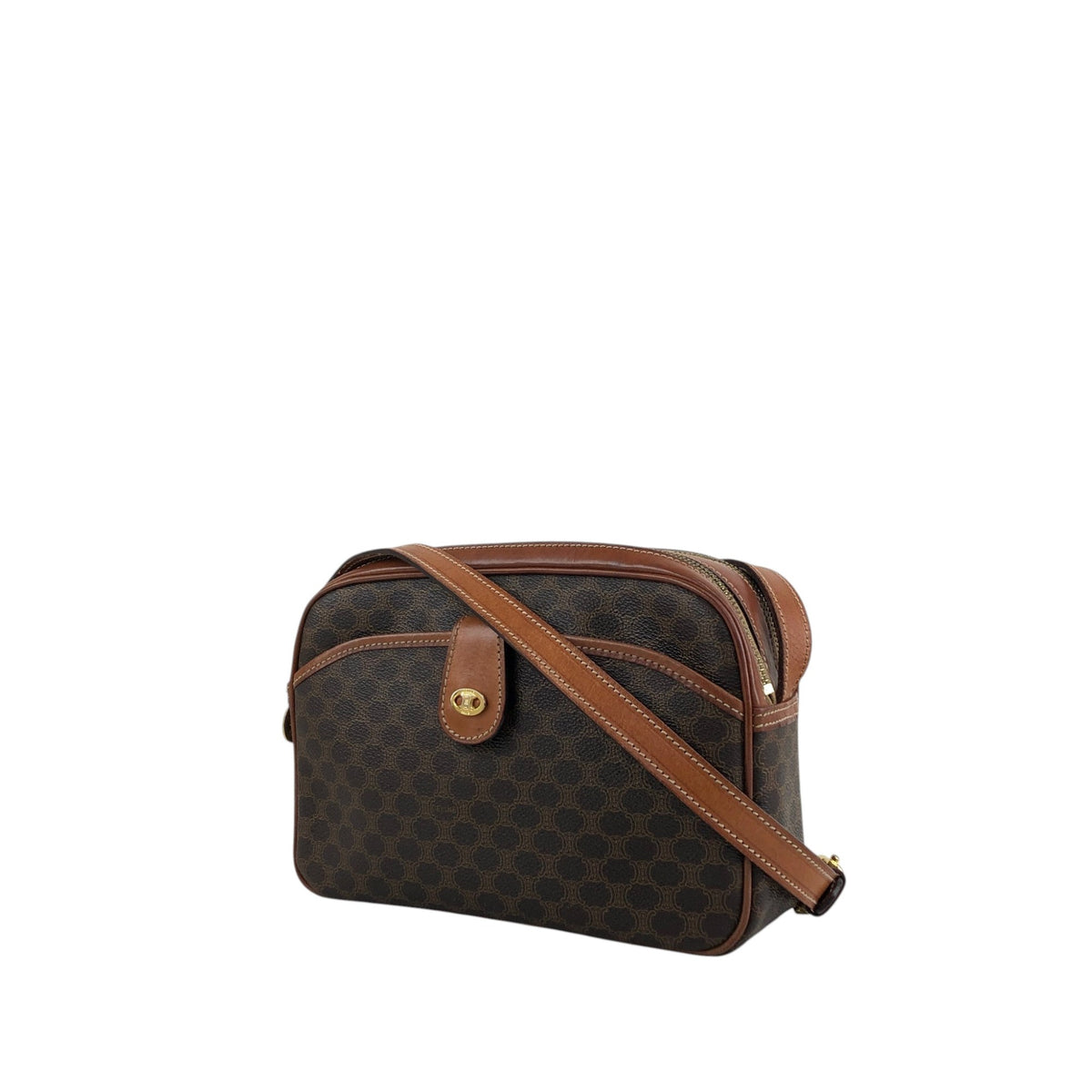 CELINE Macadam Blason Shoulder bag Brown Vintage 26ppnb