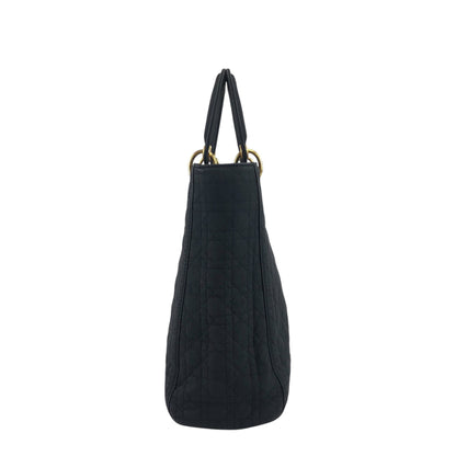 Christian Dior Cannage Logo Charm Handbag Black Vintage 2camf8