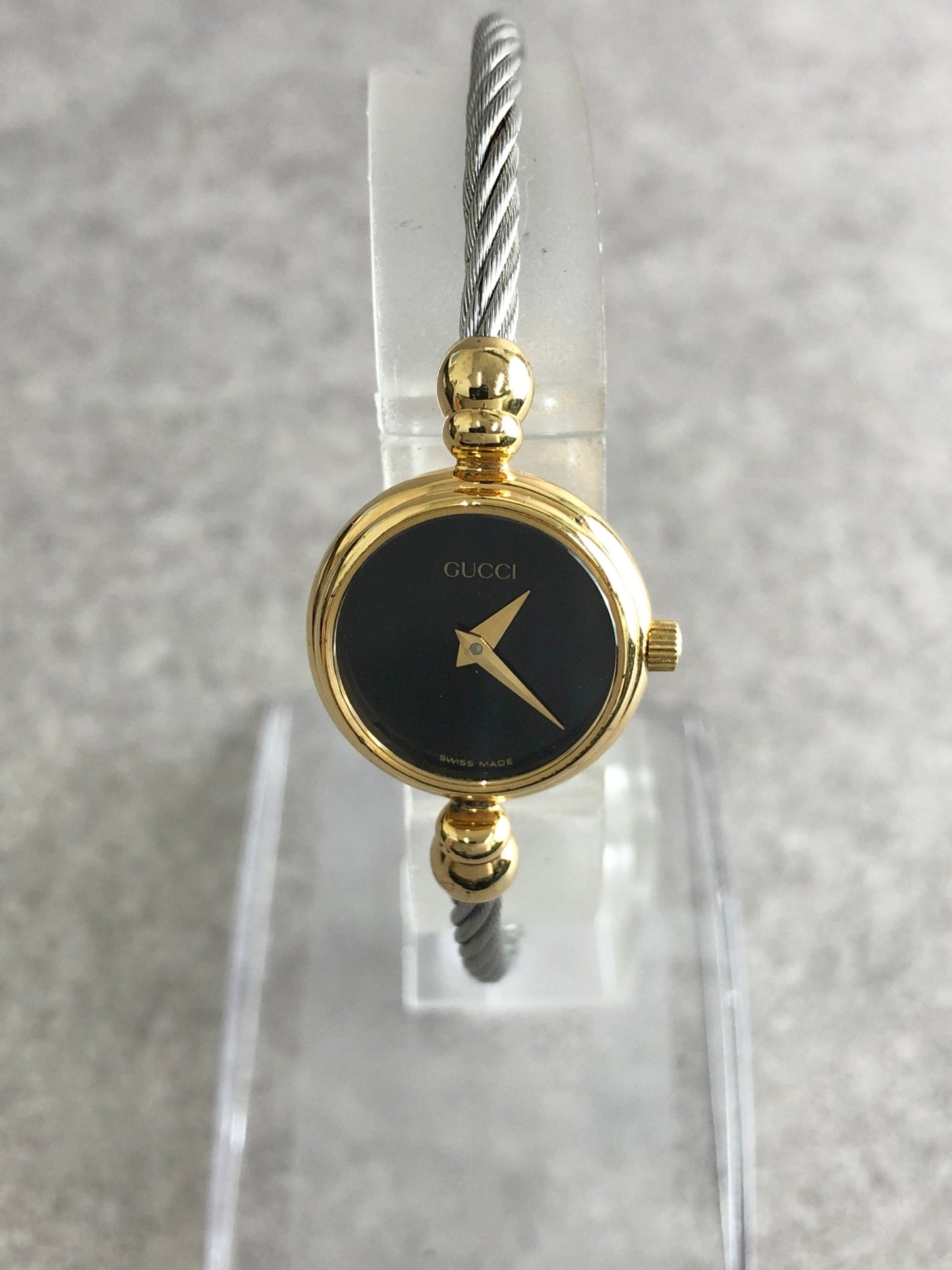 GUCCI Logo Bangle Watch Gold×Silver 2700.2.L Vintage yekiep