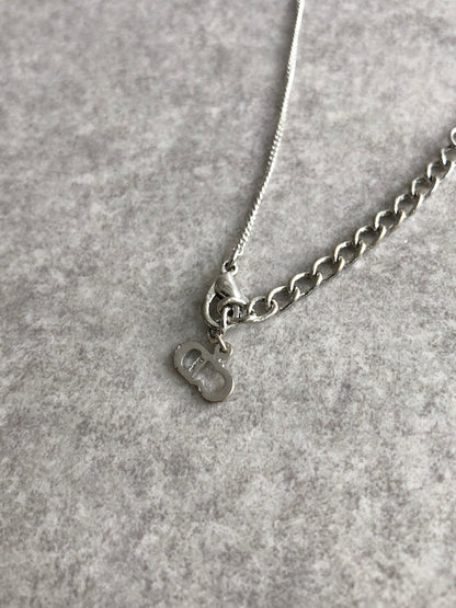 Christian Dior CD Logo Necklace Silver Vintage fyi7ir