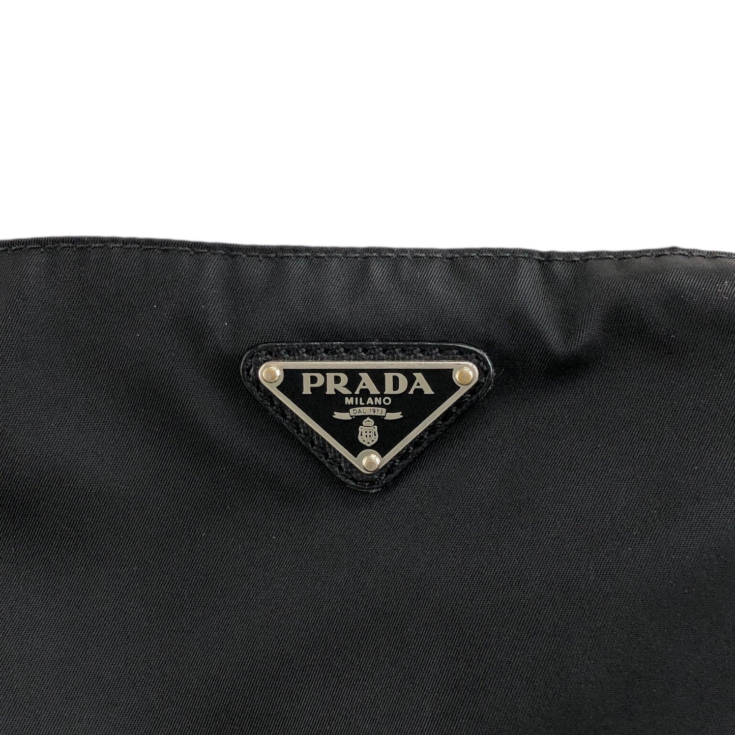 PRADA Tessuto Triangle logo Padlock Small Boston bag Handbag Black Vintage a5w87e