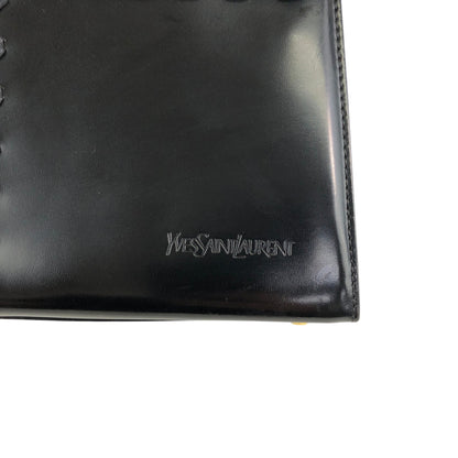Yves Saint Laurent Logo Embossed Stitch Top Handle Handbag Black Vintage 5rym7i