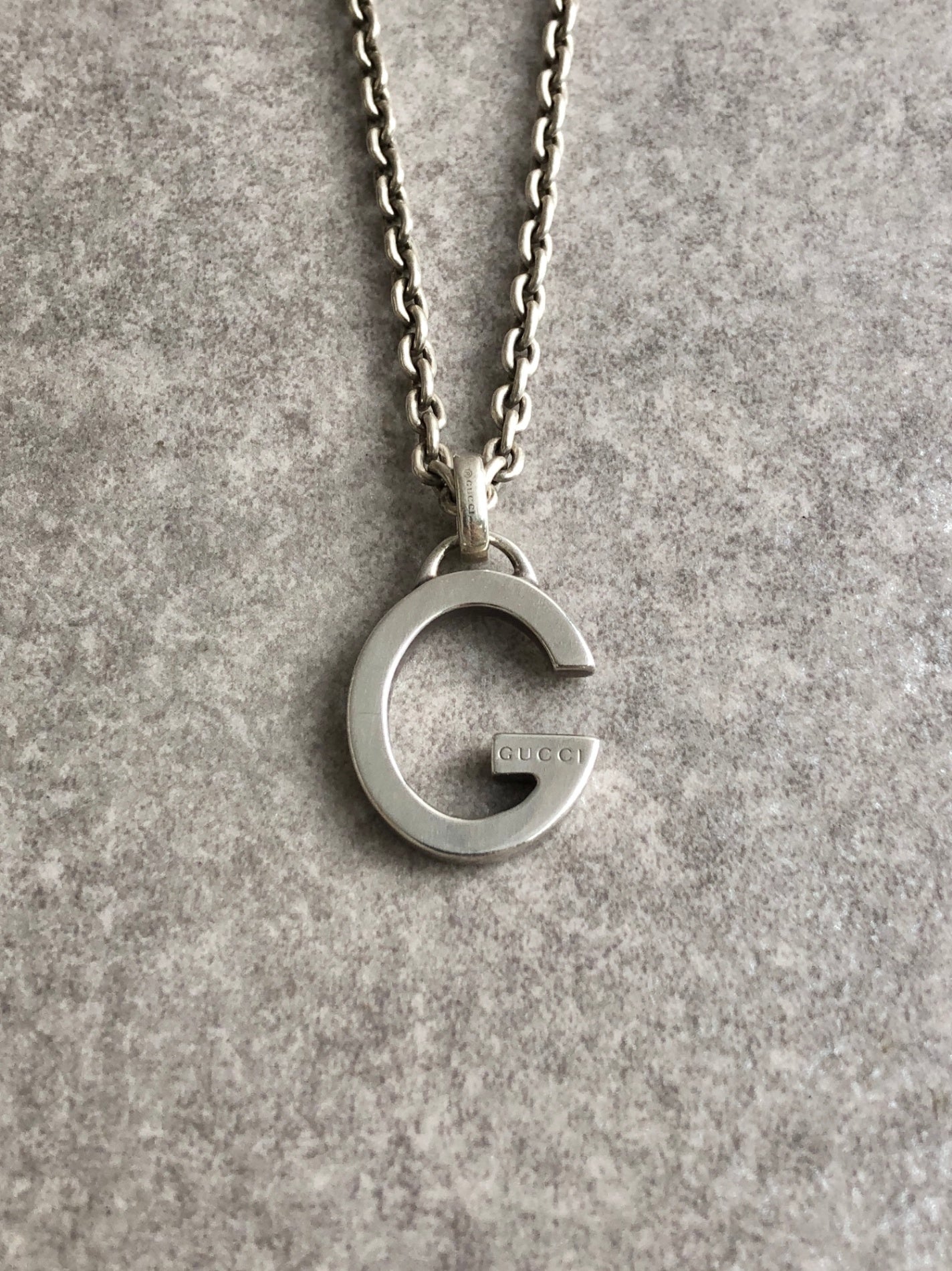 GUCCI G Motif Necklace Silver Vintage 2zfvnh