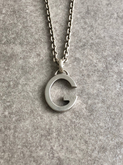 GUCCI G Motif Necklace Silver Vintage 2zfvnh