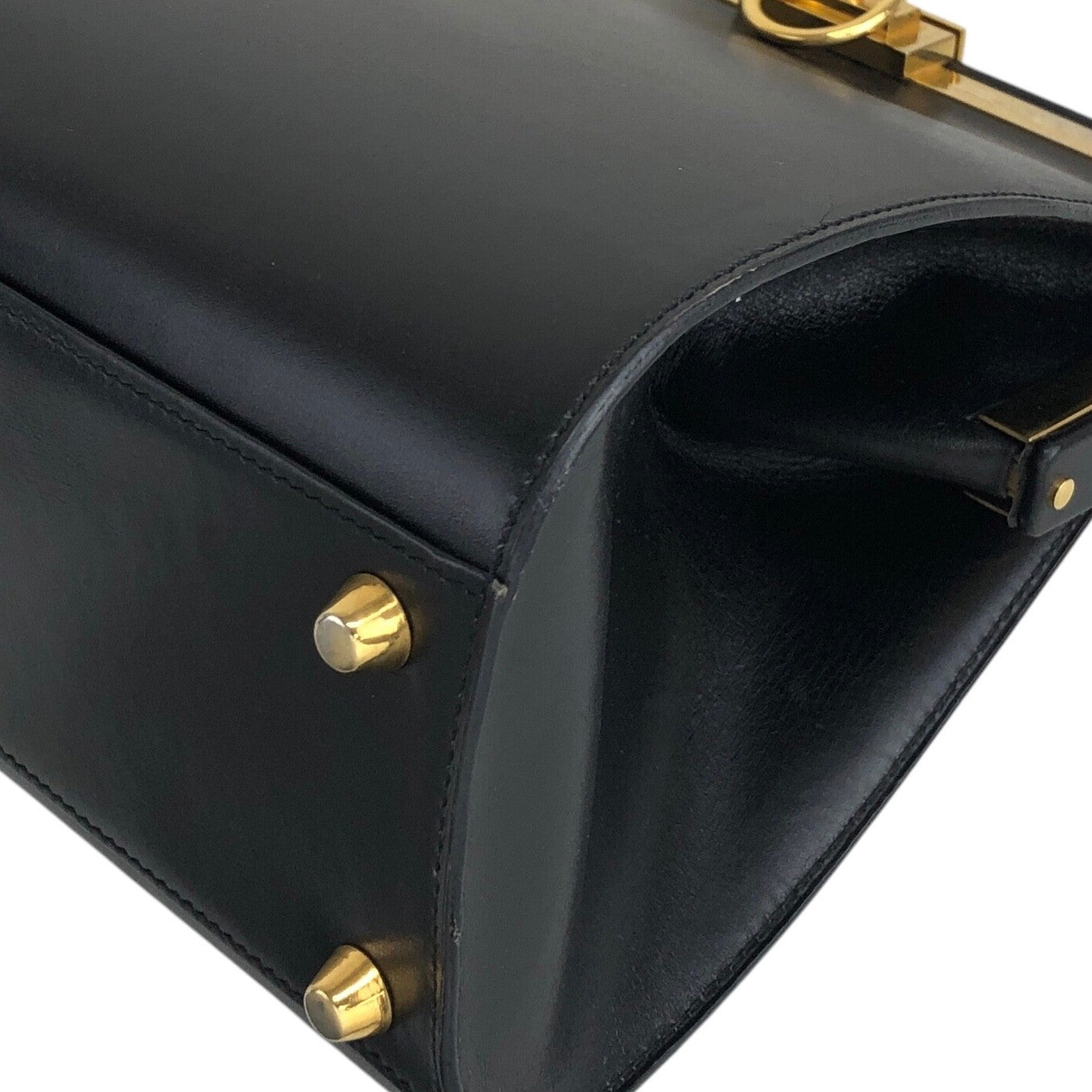 Christian Dior Metal Clasp Handbag Black Vintage 7ncfjz