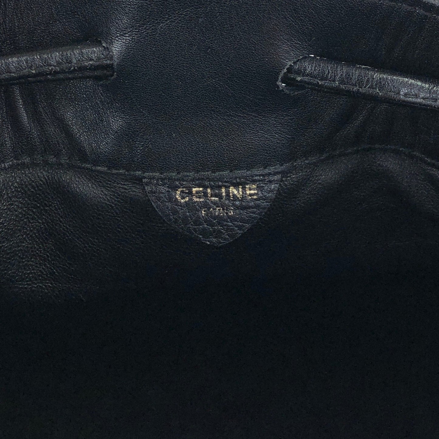 CELINE Blason Drawstring Shoulder bag Black Vintage rzrkng
