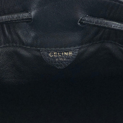 CELINE Blason Drawstring Shoulder bag Black Vintage rzrkng