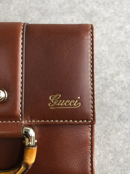 GUCCI Bamboo Folded Wallet Brown Vintage nduszv