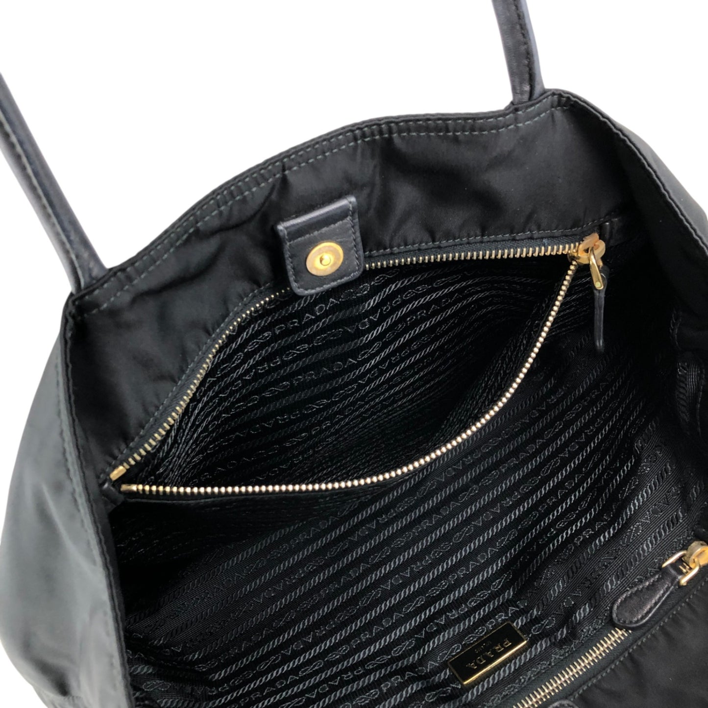 PRADA Tessuto Triangle Logo Front Pocket  Totebag Black Vintage 6rrumw