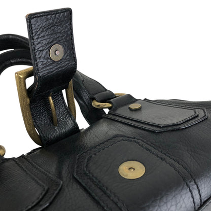 CELINE Front Buckle Small Boston bag Handbag Black Vintage nxugts
