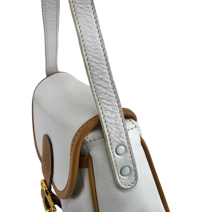 CELINE Blason Front Buckle Shoulder bag White Vintage hzne27